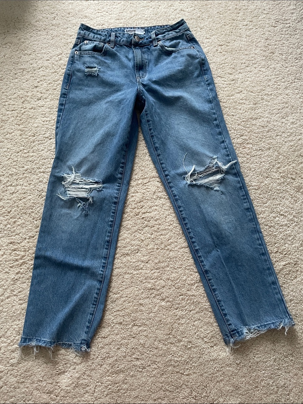 Garage Women's Distressed Blue Boyfriend Jeans